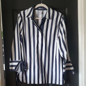 Chico's Navy and White Striped Shirt